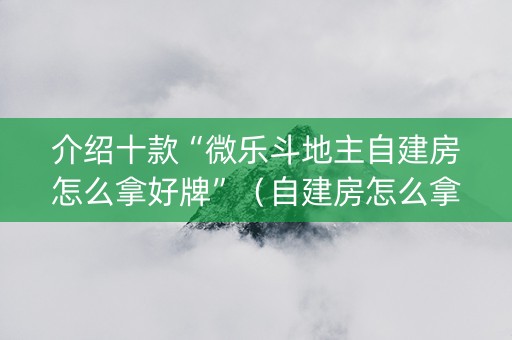 介绍十款“微乐斗地主自建房怎么拿好牌”（自建房怎么拿好牌)