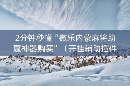 2分钟秒懂“微乐内蒙麻将助赢神器购买”（开挂辅助插件)