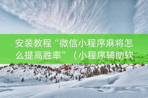 安装教程“微信小程序麻将怎么提高胜率”（小程序辅助软件)