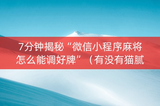 7分钟揭秘“微信小程序麻将怎么能调好牌”（有没有猫腻)