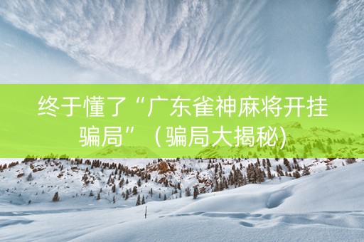 终于懂了“广东雀神麻将开挂骗局”（骗局大揭秘)