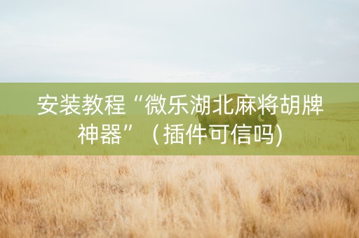安装教程“微乐湖北麻将胡牌神器”（插件可信吗)
