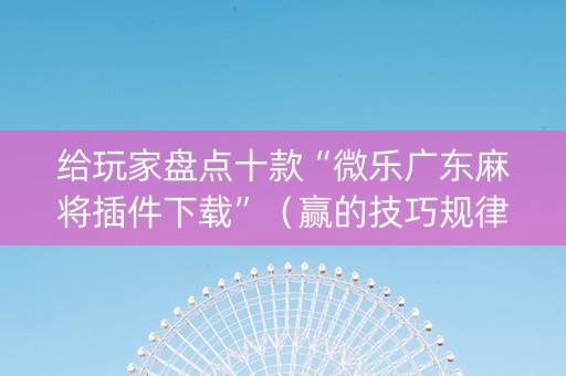 给玩家盘点十款“微乐广东麻将插件下载”（赢的技巧规律)