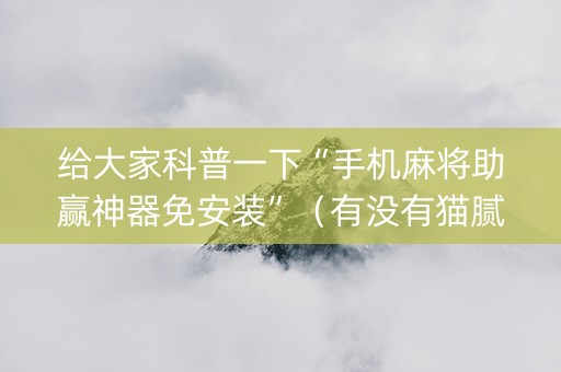 给大家科普一下“手机麻将助赢神器免安装”（有没有猫腻)
