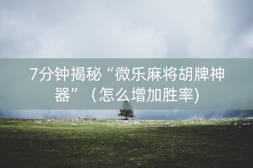 7分钟揭秘“微乐麻将胡牌神器”（怎么增加胜率)