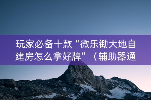 玩家必备十款“微乐锄大地自建房怎么拿好牌”（辅助器通用版)