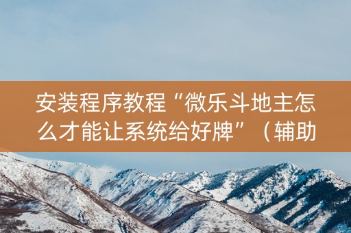 安装程序教程“微乐斗地主怎么才能让系统给好牌”（辅助挂发牌规律)