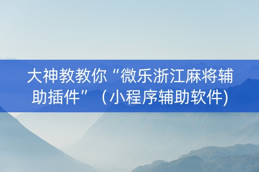 大神教教你“微乐浙江麻将辅助插件”（小程序辅助软件)
