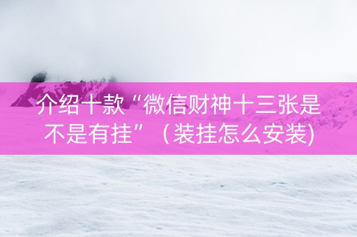 介绍十款“微信财神十三张是不是有挂”（装挂怎么安装)
