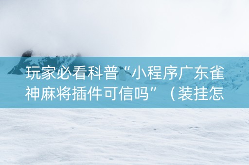 玩家必看科普“小程序广东雀神麻将插件可信吗”（装挂怎么安装)