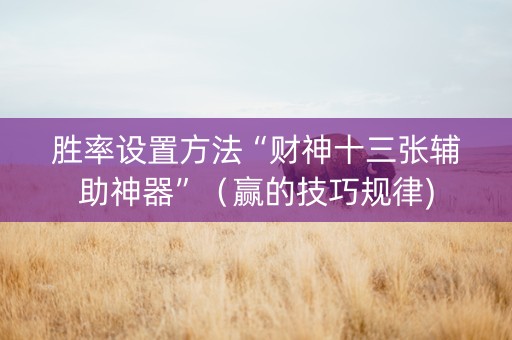 胜率设置方法“财神十三张辅助神器”（赢的技巧规律)