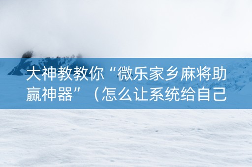 大神教教你“微乐家乡麻将助赢神器”（怎么让系统给自己好牌)