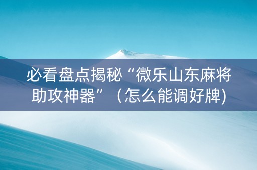 必看盘点揭秘“微乐山东麻将助攻神器”（怎么能调好牌)