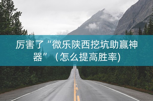 厉害了“微乐陕西挖坑助赢神器”（怎么提高胜率)