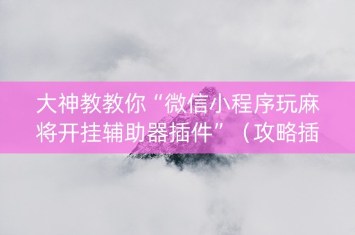 大神教教你“微信小程序玩麻将开挂辅助器插件”（攻略插件)