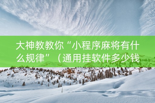 大神教教你“小程序麻将有什么规律”（通用挂软件多少钱)