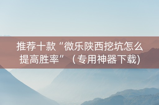 推荐十款“微乐陕西挖坑怎么提高胜率”（专用神器下载)