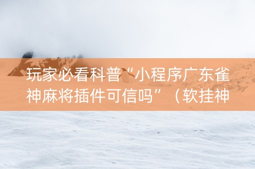 玩家必看科普“小程序广东雀神麻将插件可信吗”（软挂神器)