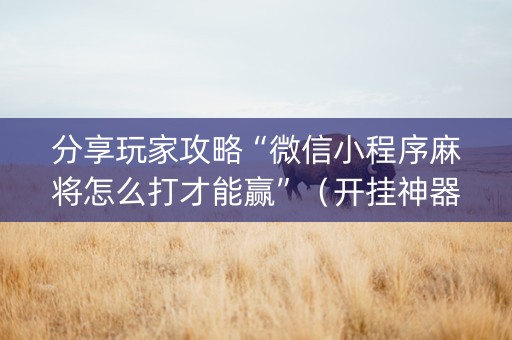 分享玩家攻略“微信小程序麻将怎么打才能赢”（开挂神器下载)
