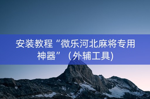 安装教程“微乐河北麻将专用神器”（外辅工具)