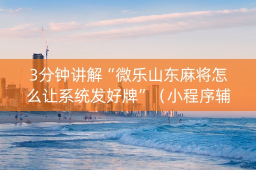 3分钟讲解“微乐山东麻将怎么让系统发好牌”（小程序辅助软件)