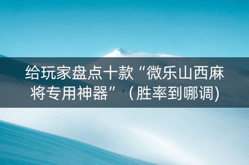 给玩家盘点十款“微乐山西麻将专用神器”（胜率到哪调)
