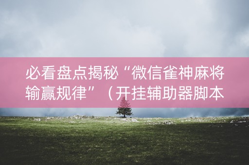 必看盘点揭秘“微信雀神麻将输赢规律”（开挂辅助器脚本)