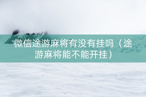 微信途游麻将有没有挂吗（途游麻将能不能开挂）
