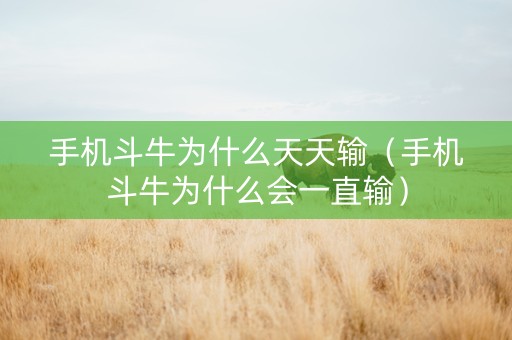手机斗牛为什么天天输（手机斗牛为什么会一直输）