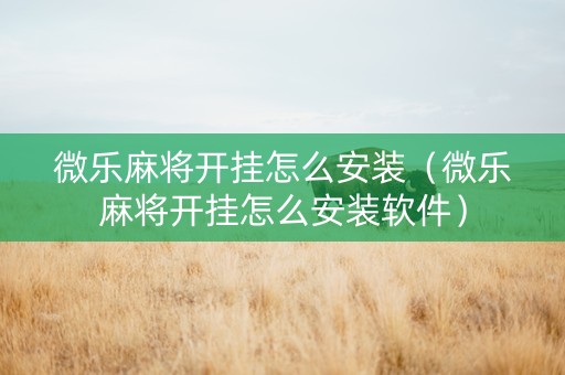 微乐麻将开挂怎么安装（微乐麻将开挂怎么安装软件）