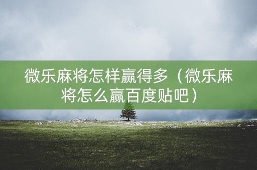 微乐麻将怎样赢得多（微乐麻将怎么赢百度贴吧）