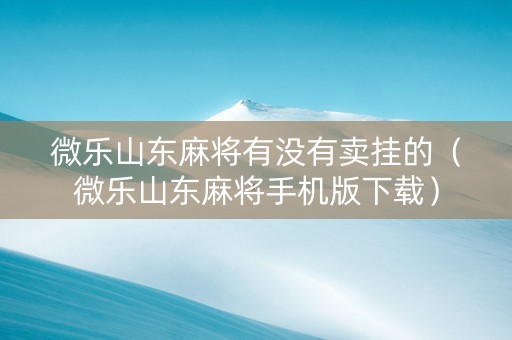 微乐山东麻将有没有卖挂的（微乐山东麻将手机版下载）