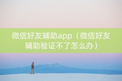 微信好友辅助app（微信好友辅助验证不了怎么办）