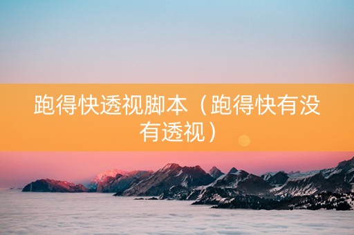 跑得快透视脚本（跑得快有没有透视）
