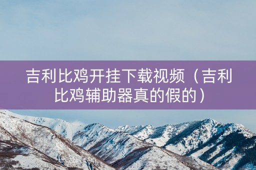 吉利比鸡开挂下载视频（吉利比鸡辅助器真的假的）