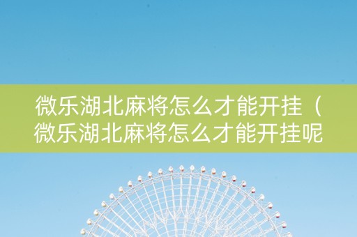 微乐湖北麻将怎么才能开挂（微乐湖北麻将怎么才能开挂呢）