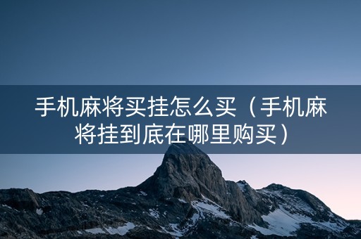 手机麻将买挂怎么买（手机麻将挂到底在哪里购买）
