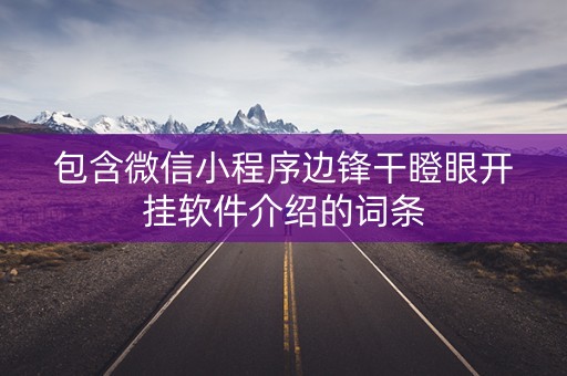 包含微信小程序边锋干瞪眼开挂软件介绍的词条