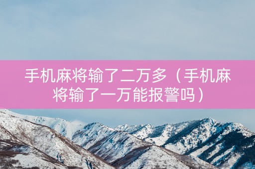 手机麻将输了二万多（手机麻将输了一万能报警吗）
