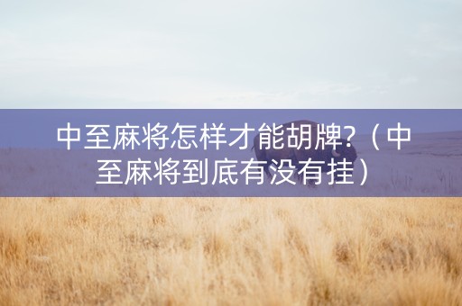 中至麻将怎样才能胡牌?（中至麻将到底有没有挂）