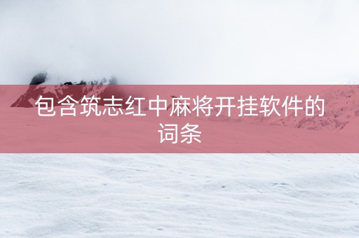 包含筑志红中麻将开挂软件的词条