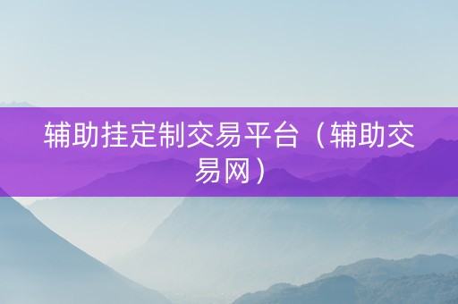辅助挂定制交易平台（辅助交易网）