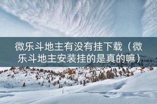 微乐斗地主有没有挂下载（微乐斗地主安装挂的是真的嘛）