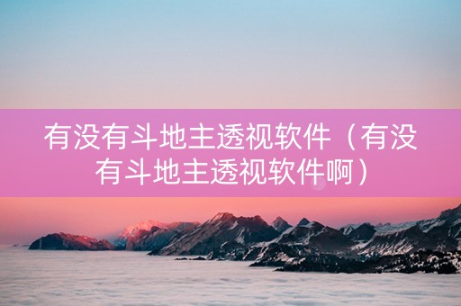 有没有斗地主透视软件（有没有斗地主透视软件啊）