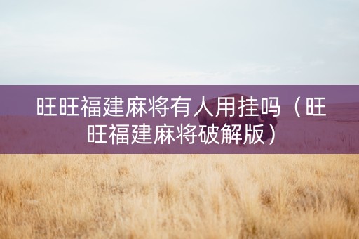 旺旺福建麻将有人用挂吗（旺旺福建麻将破解版）