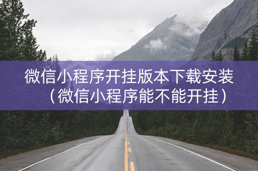 微信小程序开挂版本下载安装（微信小程序能不能开挂）