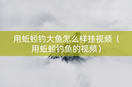 用蚯蚓钓大鱼怎么样挂视频（用蚯蚓钓鱼的视频）