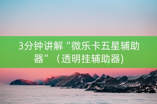 3分钟讲解“微乐卡五星辅助器”（透明挂辅助器)