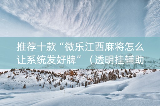 推荐十款“微乐江西麻将怎么让系统发好牌”（透明挂辅助器)