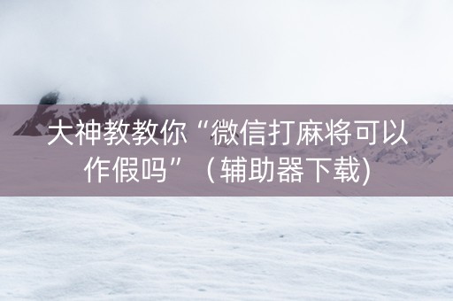 大神教教你“微信打麻将可以作假吗”（辅助器下载)